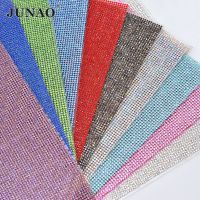 JUNAO 24x40cm Adhesive Rhinestones Fabric Stickers Glass Mesh Trim Glue Applique Band for Jewelry Crafts