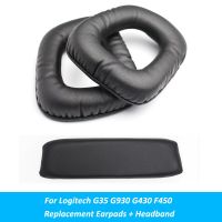 Black Replacement Ear Pads Cushion Earpads + Headband Parts For Logitech G35 G930 G430 F450 Headphones Accessory