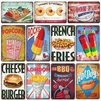 Retro Plaque Tin Sign Food POPCORN BBQ Hot Dogs Vintage Art Poster Cafe Kitchen  Bar Pub Signboard Sweet Home Wall Decor