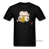 Maneki Neko Tshirt Mens Special Lucky Cat 100% Cotton T Shirt Men Short Sleeve Tees Slim Fit Summer Crewneck Clothing Printed