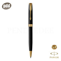 PARKER ปากกาป๊ากเกอร์ ลูกลื่น ซอนเน็ต แมทแบล็ค แล็ค จีที ดำด้านคลิปทอง - PARKER Sonnet Ballpoint Pen Matte Black Lacquer GT [ เครื่องเขียน pendeedee ]