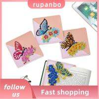 ที่คั่นหนังสือรูปผีเสื้อ RUPANBO039392692เพชรสีชมพูมุมศิลปะ4ชิ้นของขวัญภาพวาดเพชร DIY