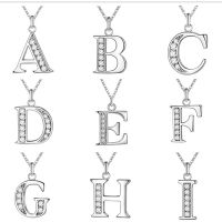 SUMENG 2023 New Fashion 26 Letter A-Z Silver Plated Necklace Fashion Silver Color Jewelry Fashion Pendant Metal Stamp Fashion Chain Necklaces