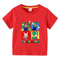 Super Mario Bros ชายหญิงแขนสั้น Tshirt 2022เสื้อผ้าเด็กฤดูร้อนผ้าฝ้ายแขนสั้นเด็กผู้หญิง Bottoming เสื้อ Top