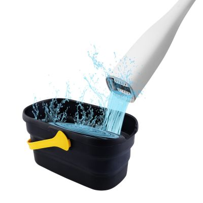 Eyliden Self-Wringing Flat Mop with Foldable Bucket with PVA Sponge Mop Heads Free Hand Washing for Bedroom Floor Clean