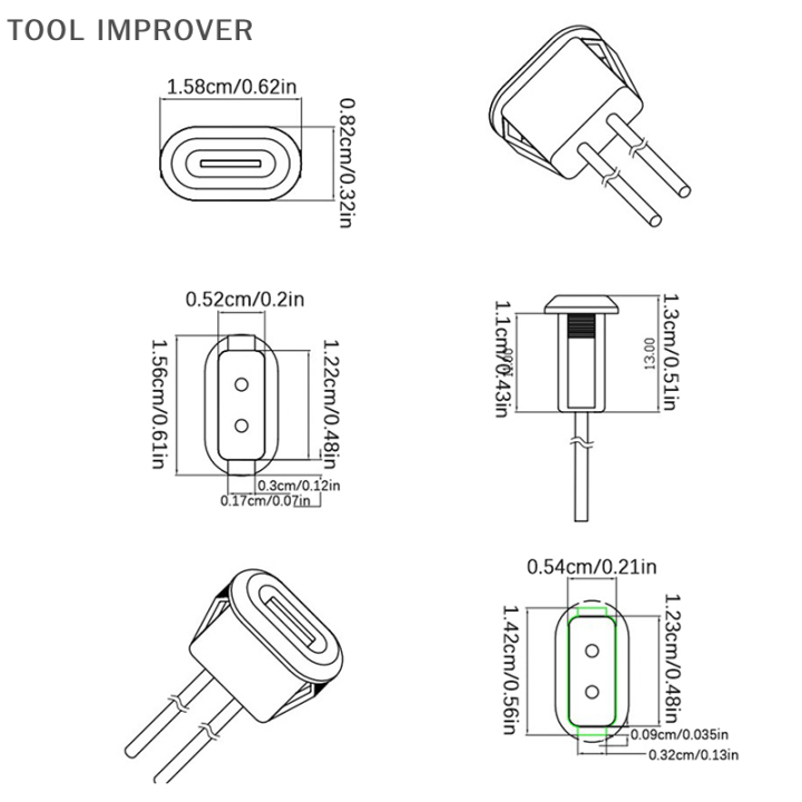 TOOL IMPROVER USB Type C Connector Type-C With Card Buckle Female Fast ...