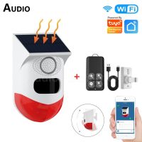 Tuya WiFi Outdoor Solar PIR Infrared Alarm Wireless Siren Home Security Alarm System Waterproof Strobe Siren App Remote Control Household Security Sys