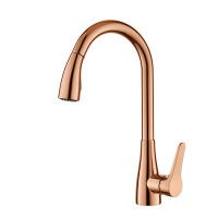 Tuqiu Kitchen Faucets Single Handle Pull Out Kitchen Mixer Tap Single Hole Rotating Rose Gold Water Mixer Tap Mixer Tap