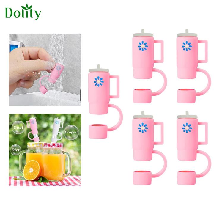 2/5pcs Drinking Straw Cover Reusable Silicone Straw Tips Covers