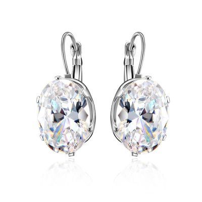 2023 New Fashion Crystal Cubic Zircon Big Stone Drop Earrings For Women Fashion Party Jewelry Valentines Day Gift