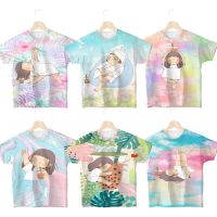 Kawaii Lazy Girl Milk Tea 3D Print Girls T Shirts for Kids Cute Cartoon Anime Tshirts Summer Children Tee Tops Toddler T-shirts