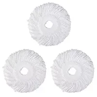 3 Replacement Mop Micro-Head Refill for 360° Spin Magic Mop-Microfiber Replacement Mop Head-Round Shape Standard Size (White-3 Pack)