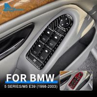 สติกเกอร์สำหรับ BMW 5 Series M5 E39 1998-2003รถคาร์บอนไฟเบอร์ปุ่มสวิตช์ตัวยกหน้าต่างประตูอุปกรณ์ตกแต่งภายในภาพกรอบ