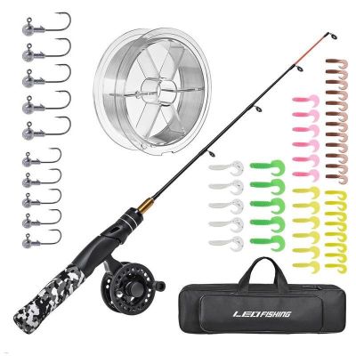 Ice Fishing Rod Winter Fishing Rod Fishing Pole Kit With Solid Rod Tip Design Compact Tackles For Underwater Fishing Use