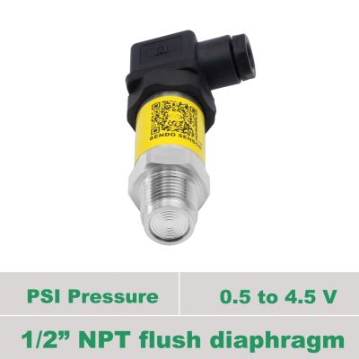 0.5 4.5V signal 5 vdc flushed pressure sensor transducer 1 2 NPT male connection 0 10psi 100 200 300 psi 3000psi gauge