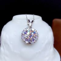 Flower 2ct Lab Moissanite Diamond Pendant Real 925 Sterling Silver Charm Party Wedding Pendants Necklace For Women Jewelry Gift