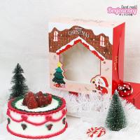 Boxjourney กล่องเค้ก 2 ปอนด์ ลาย Christmas house (20 ชิ้น/แพ็ค)