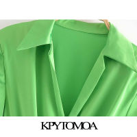 KPYTOMOA Women 2021 Chic Fashion With Pads Pleated Cozy Mini Shirt Dress Vintage Long Sleeve Side Buttons Female Dresses Mujer