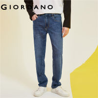 GIORDANO Men Denim Jeans Mid Rise Five-Pocket Stonewash Fashion Jeans Moustache Effect Comfort Basic Casual Denim Pants 18113905TH