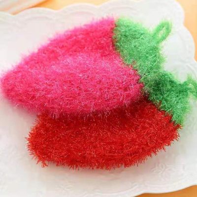Korea Strawberry Kitchen Towel Cleaning Rag Dishwashing Towels Acrylic Polyester Silk Dish Cloth Cleaning Cloth