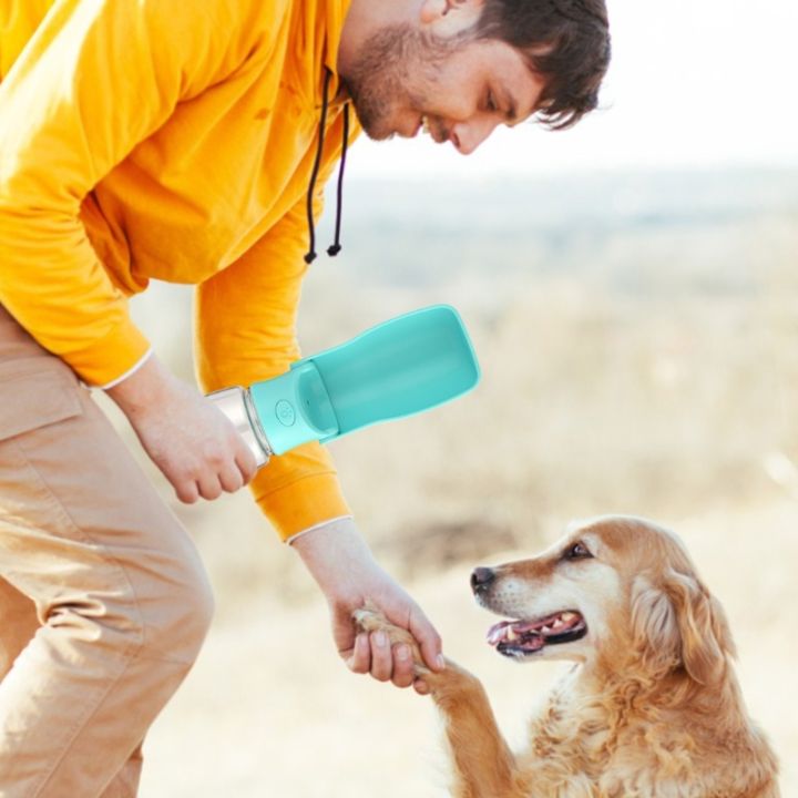 เครื่องจ่ายน้ำดื่มสำหรับสัตว์เลี้ยงแบบพับได้-feeder-350ml-ขวดน้ำสุนัขแบบพกพา-travel-drink-cup-สำหรับ-outdoor