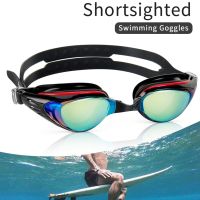 READYSTOCKShortsighted Myopia Swim Goggles Mirror Uv Protection Diving Anti Fog Nearsighted Men Women Swimming Goggles For Adult Goggles