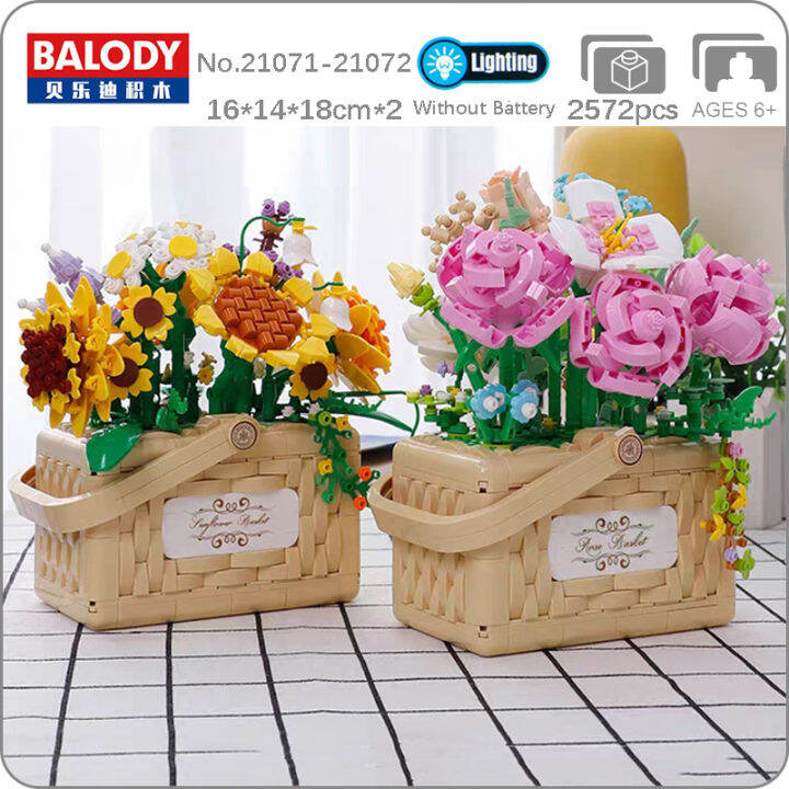 balody-นิรันดร์ดอกไม้กุหลาบดอกทานตะวันตะกร้าเดซี่พืชลิ้นชักไฟ-led-diy-มินิอิฐบล็อกอาคารของเล่นสำหรับเด็กไม่มีกล่อง