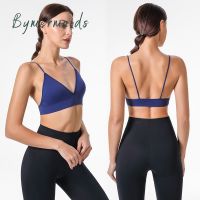 Bymermaids Fitness Yoga Top Deep V Sexy Triangle Cup Bralette Boneless Sports Bra Seamless Push Up Bra Womens Tube Top Crop Top