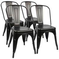 Metal DiningChair Indoor-Outdoor Use Stackable Classic Trattoria Chair Chic Dining Bistro Cafe Side Metal Chairs Set of 4 Sofa Covers  Slips