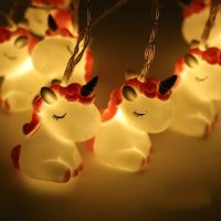 ZZOOI New LED Cartoon Unicorn Lamp Silicone Animal String Fairy Light Battery Powered for Christmas Baby Children Room New Year Decor