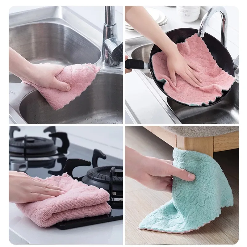 15pc Super Absorbent Microfiber Kitchen Dish Cloth High-Efficiency Tableware Household Cleaning Towel Kitchen Tools Gadgets