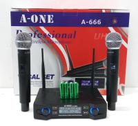 A-ONE ไมโครโฟนไร้สาย/ไมค์ลอยคู่ UHF ประชุม ร้องเพลง พูด WIRELESS Microphone รุ่น A-666