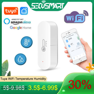 Tuya WiFi เครื่องตรวจจับอุณหภูมิและความชื้นเครื่องวัดอุณหภูมิอิเล็กทรอนิกส์อิสระเซนเซอร์ Smart Home Indoor Mini Hygrometer Alarm