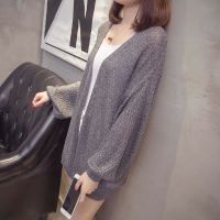 ☼△¤ Lantern-Sleeved Women S Shawl Jacket Women S 2022 New Loose Korean Version Sunscreen Clothes Air-Conditioning Sweater Knitted Cardigan Coat Whth Free Gift