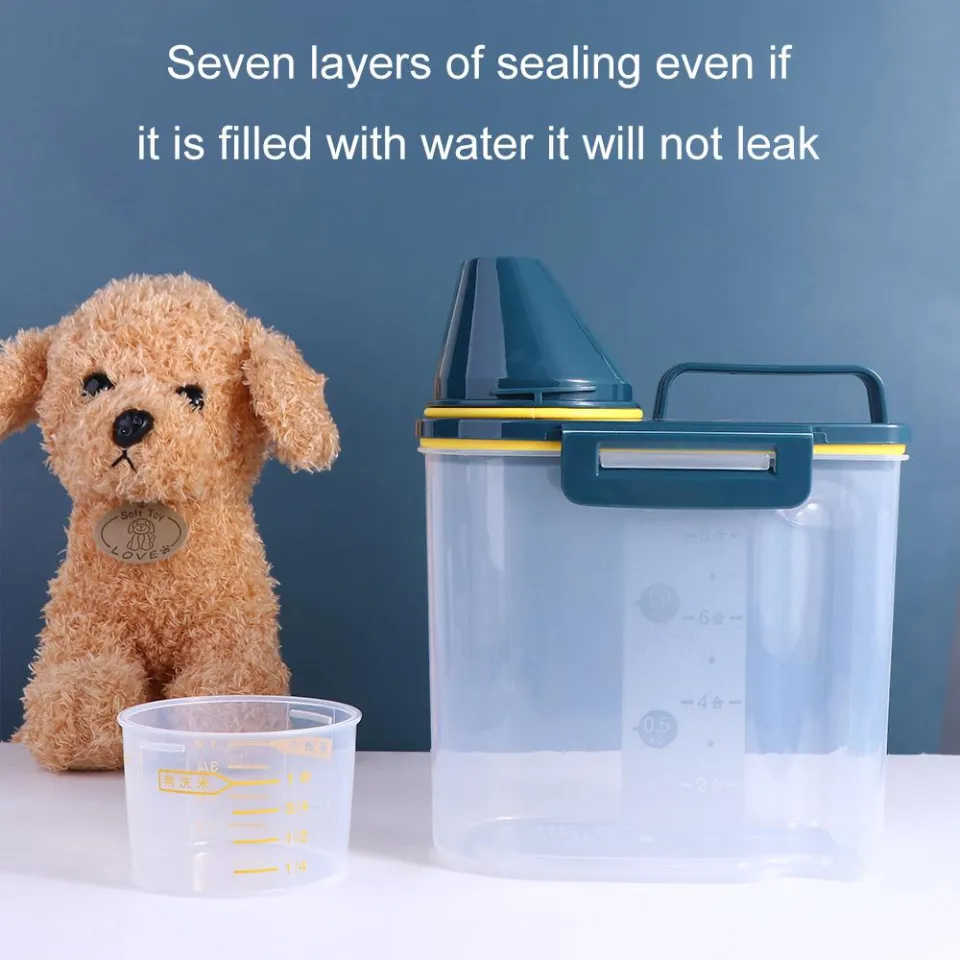 1.5kg/2kg Dog Cat Food Pail Plastic Storage Tank with Measuring Cup  Container Moisture-proof Sealed Jar Pet Supplies Accessories