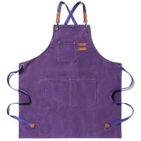 Canvas Kitchen Apron for Men Women Chef Cooking Apron Cross Back 3 Pockets