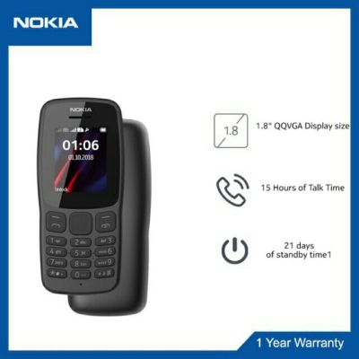 100% Original Nokia สำหรับ106 800MAh 1.8นิ้วโทรศัพท์พื้นฐานโทรศัพท์ Dual SIM