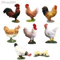 Simulation Hen Rooster Statues Farm Animal model Chicken Duck Figures Doll Childrens Toy Gift Yard Art Decor Mini Sculpture