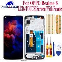 ต้นฉบับสำหรับ OPPO Realme หน้าจอแสดงผล LCD 6 RMX2001สัมผัสทำให้เป็นดิจิทัลประกอบสำหรับ Realme6 OPPO 6.5นิ้วพร้อมกรอบ