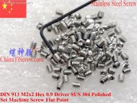 ﹍☃﹊ stainless steel DIN 913 Set Screws M2x2 M2x3 M2x4 M2x5 M2x6 M2x8 M2x10 Hex 0.9 Driver Flat Point 100 pcs Polished