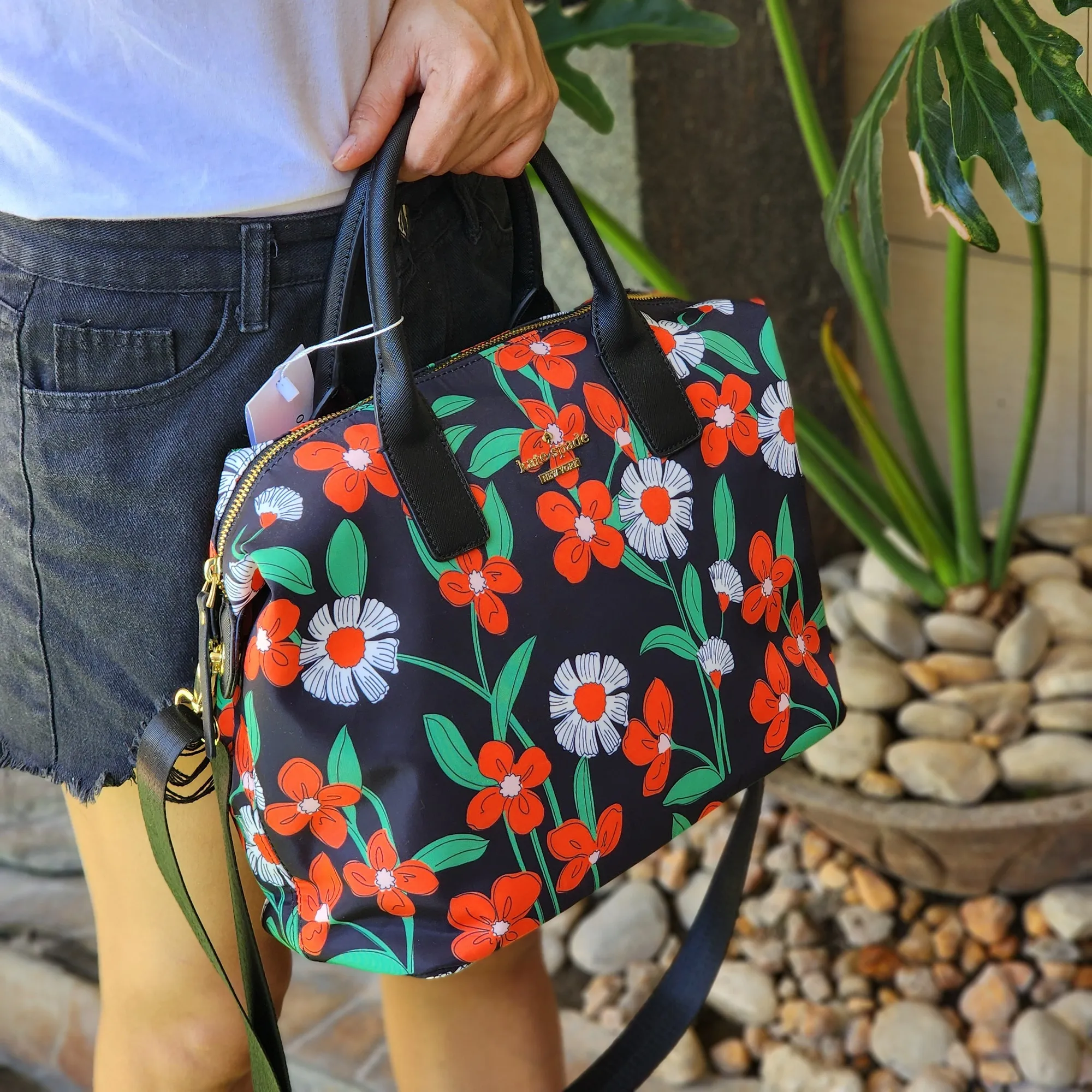 Original Kate Spade Black Lyla Crossbody Women's Nylon Bag With White  Orange Flowers Design | Lazada PH
