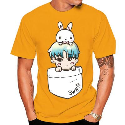 Monsta X Wonho Bunny In Pocket T Shirt Monsta X Wonho Bunny Rabbit Pocket Korean Animals 100% Cotton Gildan