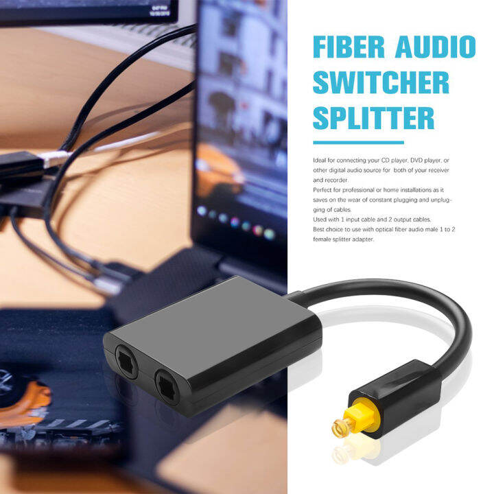 New Digital SPDIF Optical Audio Splitter Adapter 2 Way Toslink Splitter
