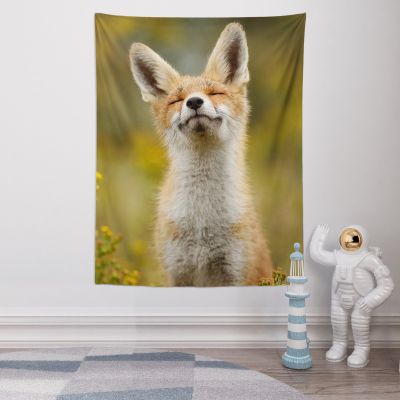 :Funny Animals Tapestry Wall Hanging Cute Fox Cat Dog Print Wall Decor House Decoration Room Bedroom Decord