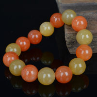 Natural Xinjiang Golden Silk Jade 14mm Beads Elastic celet Charm Jewellery Fashion Handmade Man Woman Luck Gifts Amulet New