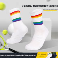 Badminton Socks Thick ถุงเท้าเทนนิสถุงเท้าเทนนิสลายกีฬาปิงปองถุงเท้าเล่นแบดมินตันผู้ชายและผู้หญิงแผ่นกันลื่นถุงเท้ากีฬาสบาย