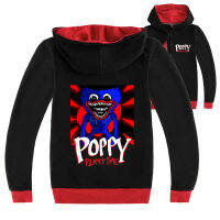 Poppy Playtime แจ็กเก็ตมีฮู้ดสำหรับเด็กเสื้อกันหนาวมีซิปฤดูใบไม้ผลิและฤดูใบไม้ร่วงเสื้อผ้าแขนยาวสำหรับเด็กชายอายุ15ปีผ้าฝ้ายเด็กผู้หญิง + โพลีเอสเตอร์3-16ปี