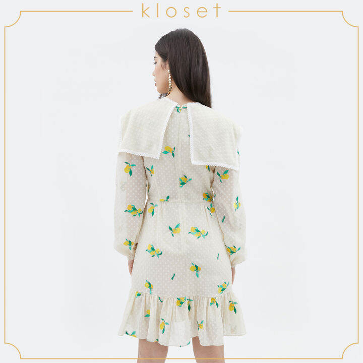 kloset-sweety-tomato-collar-a-line-dress-pf21-d001-ชุดเดรส-ชุดเดรสแขนยาว-ชุดเดรสสั้น-ชุดเดรสผ้าปัก-ชุดเดรสแฟชั่น