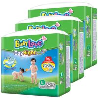 ขายยกลัง! กางเกงผ้าอ้อม BabyLove รุ่น DayNight Pants Plus ไซส์ L 3 แพ็ค รวม 186 ชิ้น (แพ็คละ 62 ชิ้น)