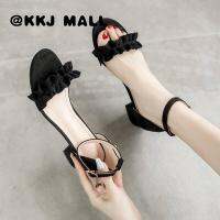 KKJ MALL Womens Shoes 2021 Summer New Mid-heel All-match Sandals Korean Fashion Word Buckle Thick-heeled Student Shoes